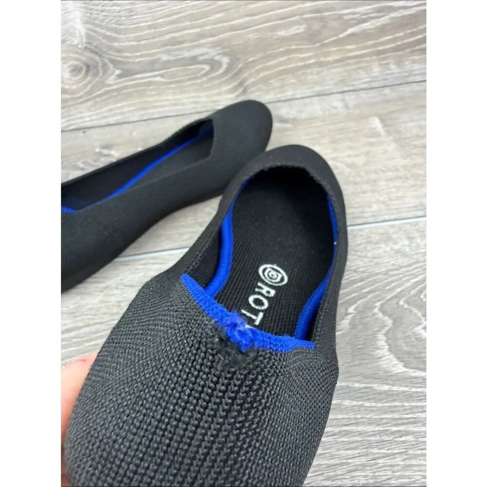 Rothy’s “The Flat” Black Knit Women’s Sz 7.5 Slip-On Round Toe Ballet Flats